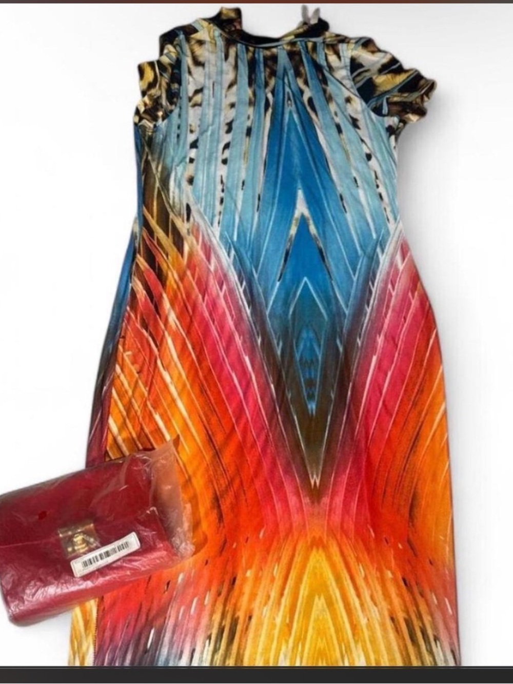 Fashion Nova Multicolor Maxi Dress — Blue, Red, Orange, Yellow
